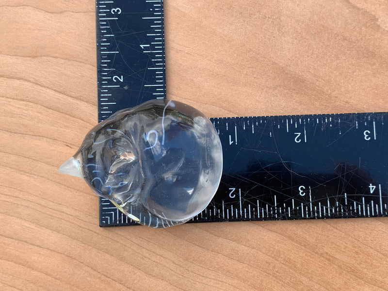 cat figurine with pet hair and fur measured